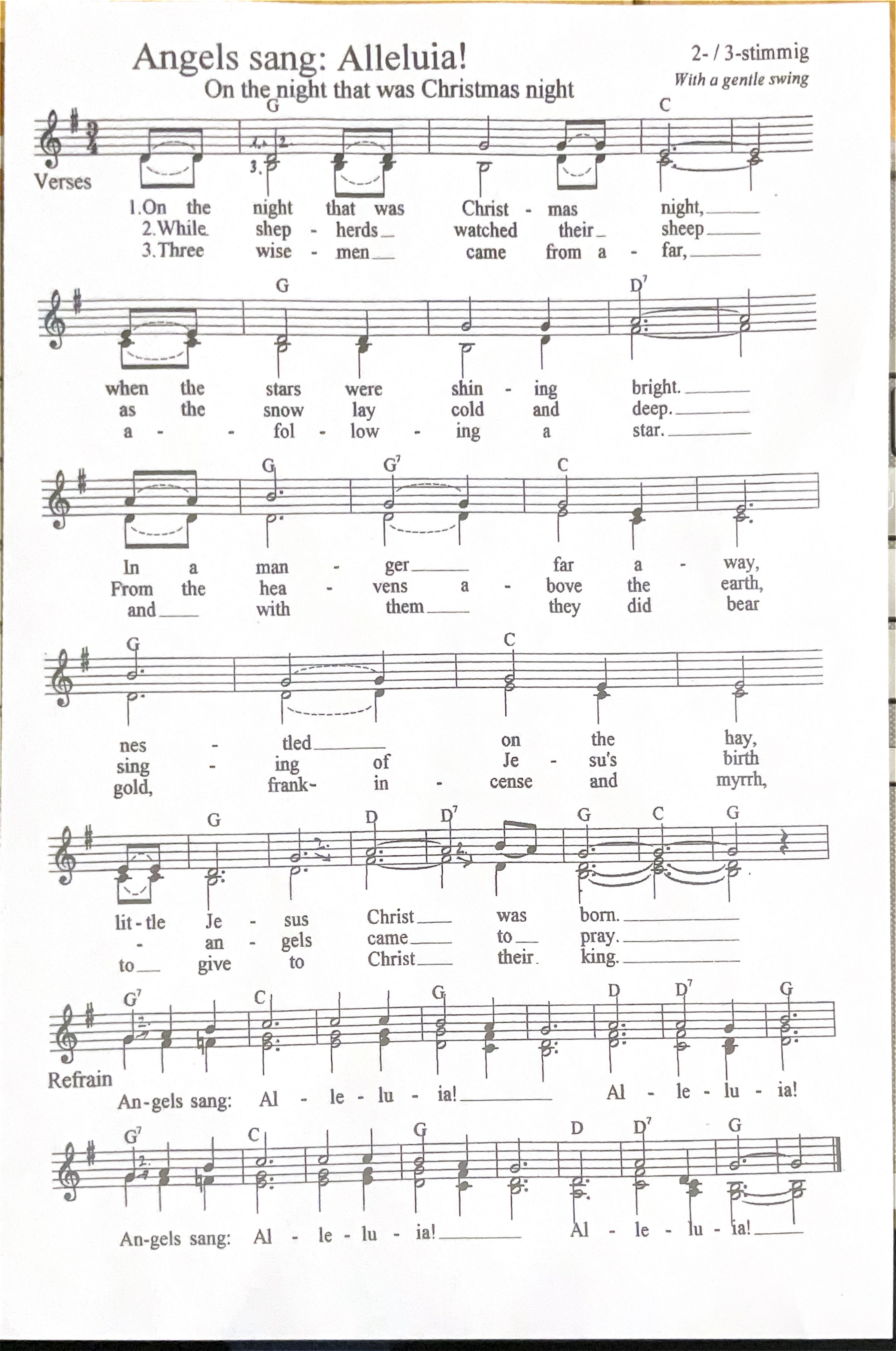 Angel sang Alleluja – Noten Seite 1
