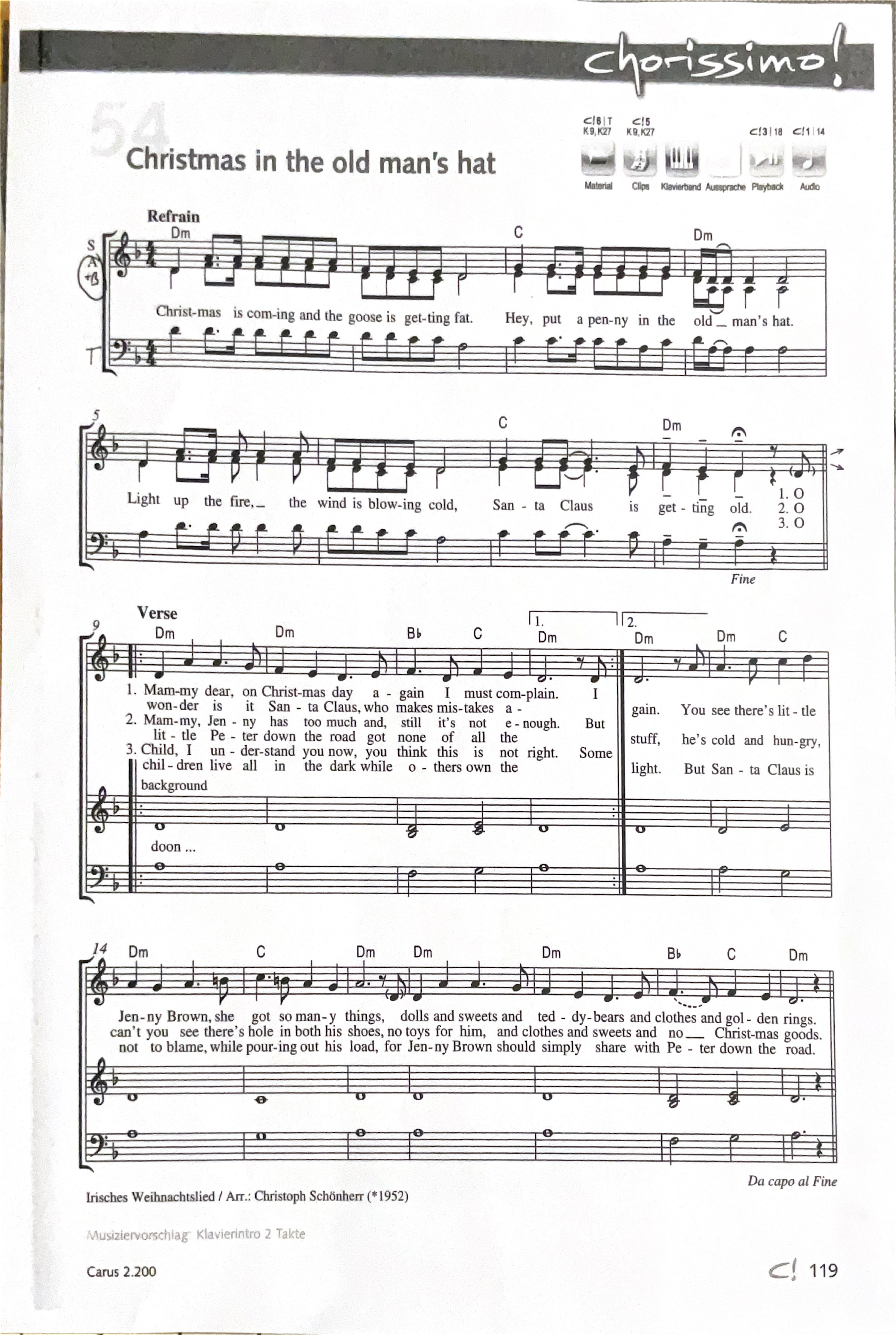 Christmas in the old man‘s hat – Noten Seite 1