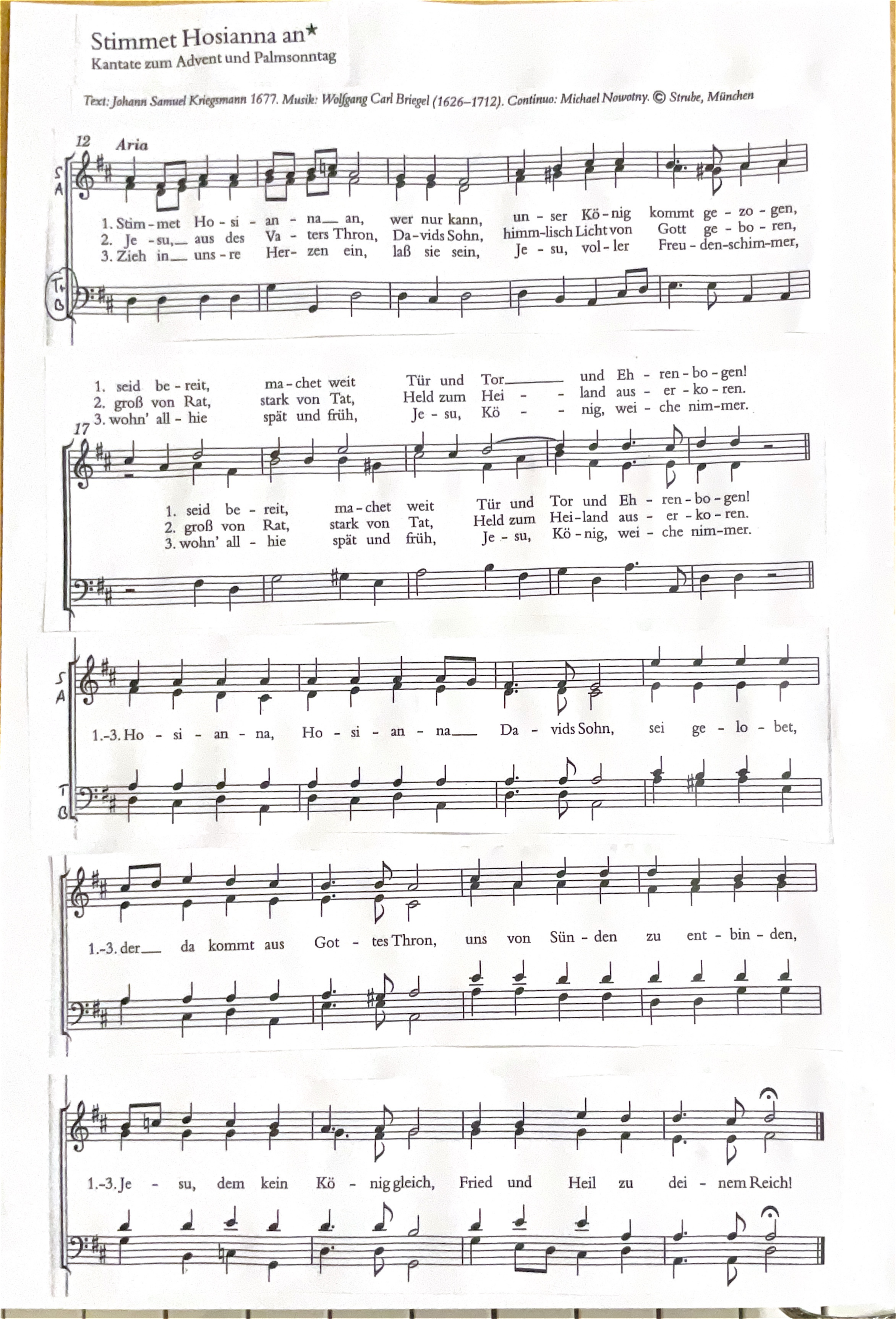 Stimmet Hosianna an – Noten Seite 1